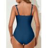 imageAleumdr Womens One Piece Swimsuit Ruched Tummy Control Bathing Suit Adjustable Strap Full Coverage SwimwearSail Blue