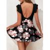 imageAleumdr Womens One Piece Swimsuit Ruffle Cutout Swimdress Tummy Control V Neck Wrap SwimwearBlack Floral