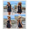 imageAleumdr Womens One Piece Swimsuit Ruffle Cutout Swimdress Tummy Control V Neck Wrap SwimwearBlack Floral