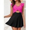 imageAleumdr Womens One Piece Swimsuit Ruffle Cutout Swimdress Tummy Control V Neck Wrap SwimwearBlack Pink