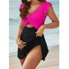 imageAleumdr Womens One Piece Swimsuit Ruffle Cutout Swimdress Tummy Control V Neck Wrap SwimwearBlack Pink