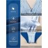 imageAleumdr Womens One Piece Swimsuit Ruffle Cutout Swimdress Tummy Control V Neck Wrap SwimwearBlue Stripe