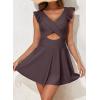 imageAleumdr Womens One Piece Swimsuit Ruffle Cutout Swimdress Tummy Control V Neck Wrap SwimwearCoffee