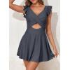 imageAleumdr Womens One Piece Swimsuit Ruffle Cutout Swimdress Tummy Control V Neck Wrap SwimwearDark Grey