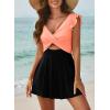 imageAleumdr Womens One Piece Swimsuit Ruffle Cutout Swimdress Tummy Control V Neck Wrap SwimwearPink Black