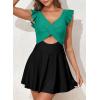 imageAleumdr Womens One Piece Swimsuit Ruffle Cutout Swimdress Tummy Control V Neck Wrap SwimwearSea Green