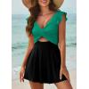imageAleumdr Womens One Piece Swimsuit Ruffle Cutout Swimdress Tummy Control V Neck Wrap SwimwearSea Green