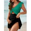 imageAleumdr Womens One Piece Swimsuit Ruffle Cutout Swimdress Tummy Control V Neck Wrap SwimwearSea Green