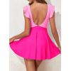 imageAleumdr Womens One Piece Swimsuit Ruffle Cutout Swimdress Tummy Control V Neck Wrap SwimwearStrawberry Pink 306