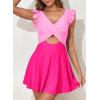 imageAleumdr Womens One Piece Swimsuit Ruffle Cutout Swimdress Tummy Control V Neck Wrap SwimwearStrawberry Pink 306