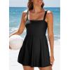imageAleumdr Womens One Piece Swimsuit Tummy Control Swim Dress Modest Full Coverage Skirt Bathing Suit with PocketsBlack a