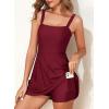imageAleumdr Womens One Piece Swimsuit Tummy Control Swim Dress Modest Full Coverage Skirt Bathing Suit with PocketsBurgundy