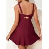 imageAleumdr Womens One Piece Swimsuit Tummy Control Swim Dress Modest Full Coverage Skirt Bathing Suit with PocketsBurgundy