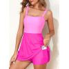 imageAleumdr Womens One Piece Swimsuit Tummy Control Swim Dress Modest Full Coverage Skirt Bathing Suit with PocketsRose Red