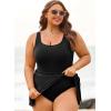 imageAleumdr Womens Plus Size Swimsuit One Piece Swim Dress Modest Full Coverage Tummy Control Bathing Suit with SkirtBlack