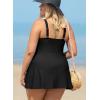 imageAleumdr Womens Plus Size Swimsuit One Piece Swim Dress Modest Full Coverage Tummy Control Bathing Suit with SkirtBlack