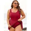imageAleumdr Womens Plus Size Swimsuit One Piece Swim Dress Modest Full Coverage Tummy Control Bathing Suit with SkirtBurgundy
