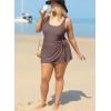 imageAleumdr Womens Plus Size Swimsuit One Piece Swim Dress Modest Full Coverage Tummy Control Bathing Suit with SkirtCoffee