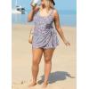 imageAleumdr Womens Plus Size Swimsuit One Piece Swim Dress Modest Full Coverage Tummy Control Bathing Suit with SkirtFloral Blue