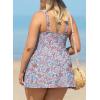 imageAleumdr Womens Plus Size Swimsuit One Piece Swim Dress Modest Full Coverage Tummy Control Bathing Suit with SkirtFloral Blue