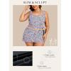 imageAleumdr Womens Plus Size Swimsuit One Piece Swim Dress Modest Full Coverage Tummy Control Bathing Suit with SkirtFloral Blue