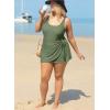 imageAleumdr Womens Plus Size Swimsuit One Piece Swim Dress Modest Full Coverage Tummy Control Bathing Suit with SkirtMist Green