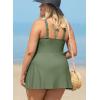 imageAleumdr Womens Plus Size Swimsuit One Piece Swim Dress Modest Full Coverage Tummy Control Bathing Suit with SkirtMist Green