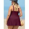 imageAleumdr Womens Plus Size Swimsuit One Piece Swim Dress Modest Full Coverage Tummy Control Bathing Suit with SkirtPurplish Red