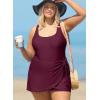 imageAleumdr Womens Plus Size Swimsuit One Piece Swim Dress Modest Full Coverage Tummy Control Bathing Suit with SkirtPurplish Red
