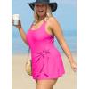imageAleumdr Womens Plus Size Swimsuit One Piece Swim Dress Modest Full Coverage Tummy Control Bathing Suit with SkirtSachet Pink
