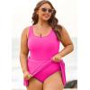 imageAleumdr Womens Plus Size Swimsuit One Piece Swim Dress Modest Full Coverage Tummy Control Bathing Suit with SkirtSachet Pink