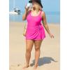 imageAleumdr Womens Plus Size Swimsuit One Piece Swim Dress Modest Full Coverage Tummy Control Bathing Suit with SkirtSachet Pink