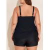imageAleumdr Womens Plus Size Tankini Swimsuit 2 Piece Tummy Control Bathing Suit Blouson Tankni Top with Boy Short 2025Black
