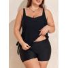 imageAleumdr Womens Plus Size Tankini Swimsuit 2 Piece Tummy Control Bathing Suit Blouson Tankni Top with Boy Short 2025Black
