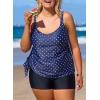 imageAleumdr Womens Plus Size Tankini Swimsuit 2 Piece Tummy Control Bathing Suit Blouson Tankni Top with Boy Short 2025Polka Dot Navy Blue