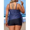 imageAleumdr Womens Plus Size Tankini Swimsuit 2 Piece Tummy Control Bathing Suit Blouson Tankni Top with Boy Short 2025Polka Dot Navy Blue