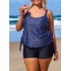 imageAleumdr Womens Plus Size Tankini Swimsuit 2 Piece Tummy Control Bathing Suit Blouson Tankni Top with Boy Short 2025Polka Dot Navy Blue