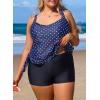 imageAleumdr Womens Plus Size Tankini Swimsuit 2 Piece Tummy Control Bathing Suit Blouson Tankni Top with Boy Short 2025Polka Dot Navy Blue