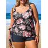 imageAleumdr Womens Plus Size Tankini Swimsuit 2 Piece Tummy Control Bathing Suit Blouson Tankni Top with Boy Short 2025Printed Black