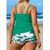 imageAleumdr Womens Plus Size Tankini Swimsuit 2 Piece Tummy Control Bathing Suit Blouson Tankni Top with Boy Short 2025Printed Green