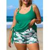 imageAleumdr Womens Plus Size Tankini Swimsuit 2 Piece Tummy Control Bathing Suit Blouson Tankni Top with Boy Short 2025Printed Green