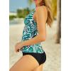 imageAleumdr Womens Printed Strappy Racerback Swim Tankini Top Only No Bottom S  XXXLGreen Leaf