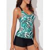 imageAleumdr Womens Printed Strappy Racerback Swim Tankini Top Only No Bottom S  XXXLGreen Leaf