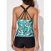 imageAleumdr Womens Printed Strappy Racerback Swim Tankini Top Only No Bottom S  XXXLGreen Leaf