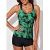 imageAleumdr Womens Printed Strappy Racerback Swim Tankini Top Only No Bottom S  XXXLGreen Printed