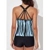 imageAleumdr Womens Printed Strappy Racerback Swim Tankini Top Only No Bottom S  XXXLSky Blue