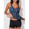 imageAleumdr Womens Printed Strappy Racerback Swim Tankini Top Only No Bottom S  XXXLSky Blue Printed