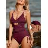 imageAleumdr Womens Ribbed One Piece Swimsuit Tummy Control High Cut Bathing Suit Sexy V Neck Criss Cross MonikiniBiking Red