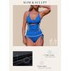 imageAleumdr Womens Ribbed One Piece Swimsuit Tummy Control High Cut Bathing Suit Sexy V Neck Criss Cross MonikiniBlue
