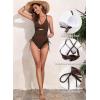imageAleumdr Womens Ribbed One Piece Swimsuit Tummy Control High Cut Bathing Suit Sexy V Neck Criss Cross MonikiniBrown